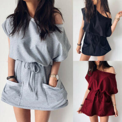 

Fashion Women Off Shoulder Evening Party Jumpsuit Summer Beach Dress Sun Dresses