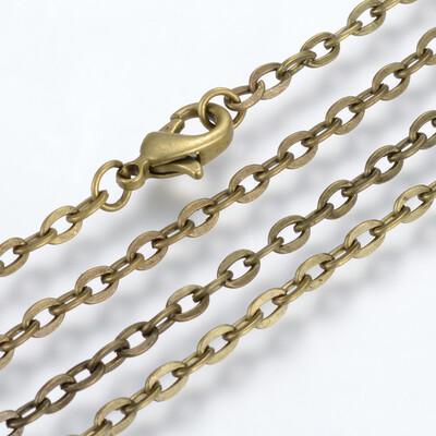 

Iron Cable Chains Necklace Makings with Lobster Clasps Unwelded Antique Bronze 236"60cm