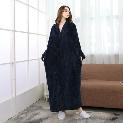 

Large Size Lovers Thermal Hooded Long Flannel Bathrobe Women Men Thick Warm Winter Bath Robe Night Robe Bathrobe Sleep Robes