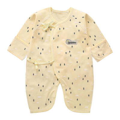 

Baby Boys Girls Long Sleeve Rompers Trees Print Oblique Buttons Jumpsuit