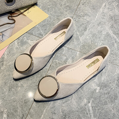 

2019 New Spring Net Red Pointed Single Shoe Womens Flat Shoe Bean Shoe Low heel Night Fairy Wind Gentle Womens Shoe