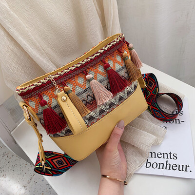 

Women 2019 new fashion national style Su Xiaofangbao Korean version 100 lap single shoulder slanted female bag tide