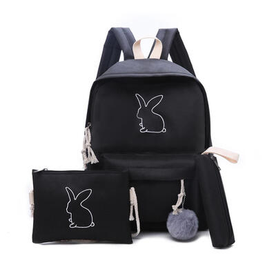 

3pcs Canvas Girls Backpack Shoulder Bag Pencil Case Teenage Schoolbag Set