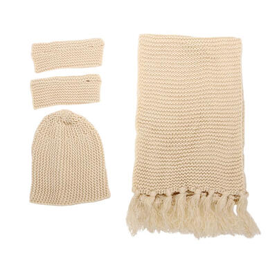 

Thick Acrylic Winter Women Knit Hat Scarf Gloves Set Outdoor Warm Beanie
