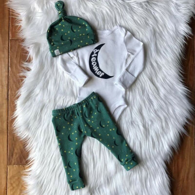 

Newborn Infant Baby Girls Boy RomperPantsHat Leggings 3pcs Outfits Set Clothes