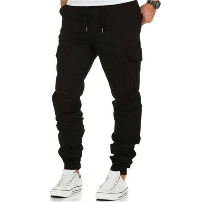 

SUNSIOM Mens Slim Fit Urban Straight Leg Trousers Casual Pencil Jogger Cargo Pants