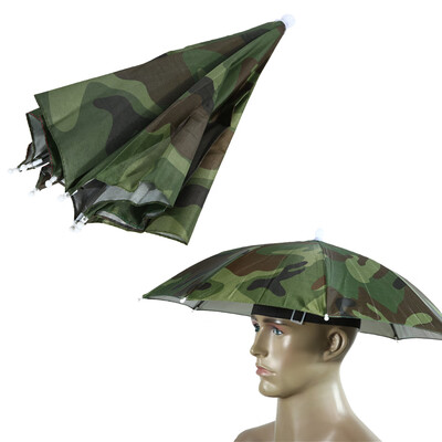 

55cm Foldable Headwear Umbrella Fishing Hiking Hat Cap Camping Headwear