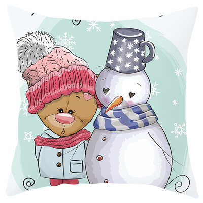 

Siaonvr Merry Christmas Cartoon Animals Pillowcase Sofa Pad Set Home Decoration 18x18 In