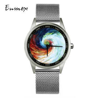 

Enmex Creative Design Watch fine steel Waterproof Oil Painting Dazzling Whirlpool Mens Watch