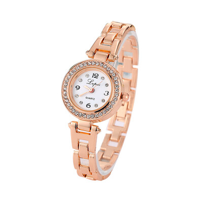 

Luxury Watches Women Top Brand Lvpai Ladies Quartz Wristwatch Rhinestone Rose Gold Alloy Strap Fashion Clock Zegarki Damskie
