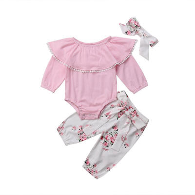 

Cute Toddler Baby Girl Floral Clothes Romper Jumpsuit Bodysuit Long Pants Outfit