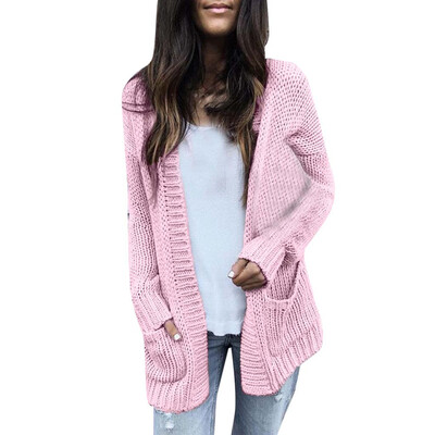 

Toponeto Women Calsual Long Sleeve Solid Sweater Cardigan Coat With Pockets