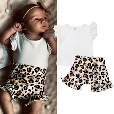 

US Toddler Kids Baby Girl Infant Clothes T-shirt Top Leopard Print Pants Outfits