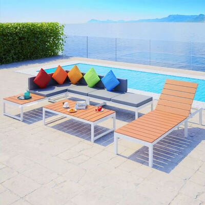 

5 Piece Garden Lounge Set with Cushions Aluminium&WPC