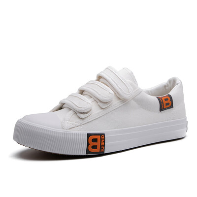 

Fall 2019 new Korean version of Joker student slacks lazy shoes casual white shoes hook&loop canvas shoes women