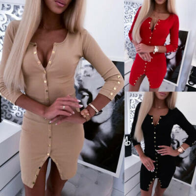 

UK Women Ladies Long Sleeve Slim Casual Stretch Mini Short Bodycon T-Shirt Dress