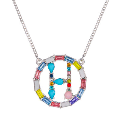 

Fashion Gold Silver Style Cubic Zirconia A-Z Initials Letter Pendant Necklaces
