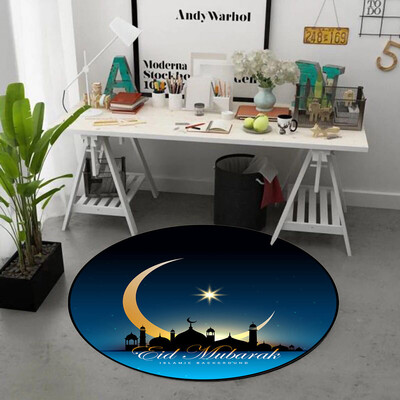 

Gobestart Home Decor Circle Area with Star&Moon Ramadan Design Round Area Rug Carpet