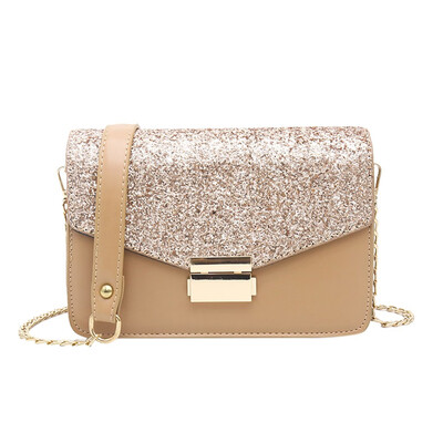 

Women Sequins Small Square Bag Simple Shoulder Messenger Bags High-quality British Designer Chain Crossbody Bag T2G
