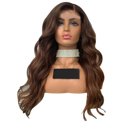 

Gobestart Curly Wave Natural Brown Party Wigs Fashion Long Lace Front Wave Synthetic Wig