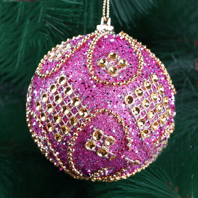 

2Pcs Christmas Rhinestone Glitter Baubles Balls Xmas Tree Ornament Decor 8CM NEW
