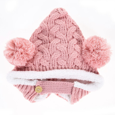 

Lovely Winter Warm Baby Girl Boy Dual Balls Ear Wool Knit Beanie Cap