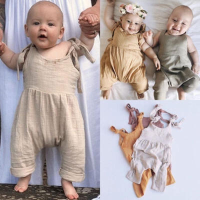 

Cute Toddler Infant Boys Girls Linen Sleeveless Braces Strap Romper Jumpsuit Summer Clothes