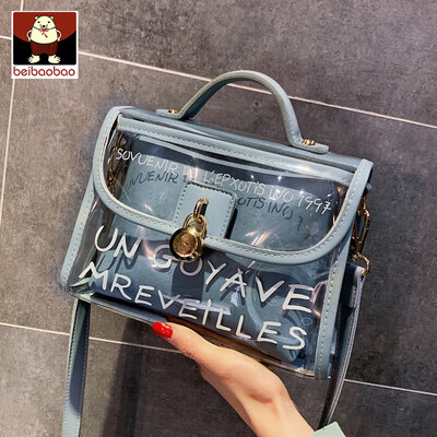 

Ins summer bag 2019 new Korean version of Joker transparent jelly bag portable slung small square bag