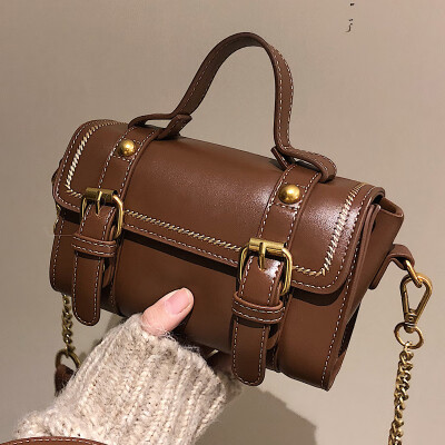 

Bag woman 2019 new strappy bag European&American fashion retro mini Boston handbag