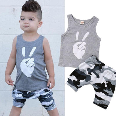 

Toddler Kids Baby Boys Tops T-shirt Camo Short Pants 2Pcs Outfits Set Clothes