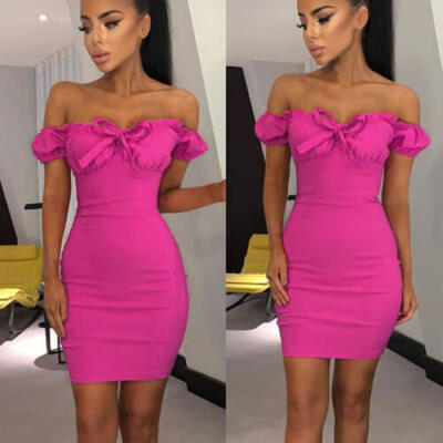 

Hot Womens Off Shoulder Bandage Bodycon Evening Party Cocktail Club Mini Dress