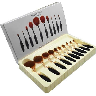

10pcsset Beauty Toothbrush Makeup Brushes Set Oval Cream Puff Kabuki Brush