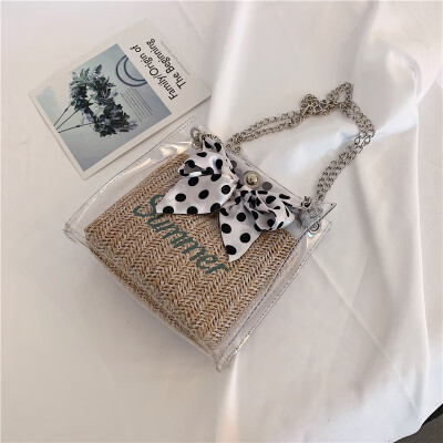 

Summer transparent jelly package female 2019 new small fresh silk scarf ins super fire fairy chain shoulder Messenger bag