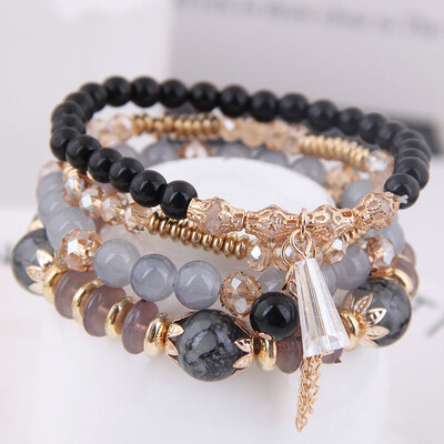 

Retro Handmade Multi-layer Crystal Beads Bracelet for Girls Woman Chic Gift Nice