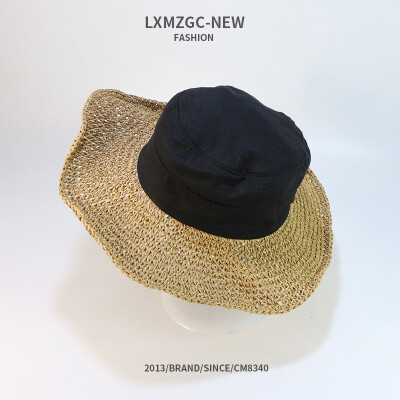 

Ladies outdoor sunscreen hat spring&summer new big eaves ear weaving hollowed-out handmade straw hat for leisure