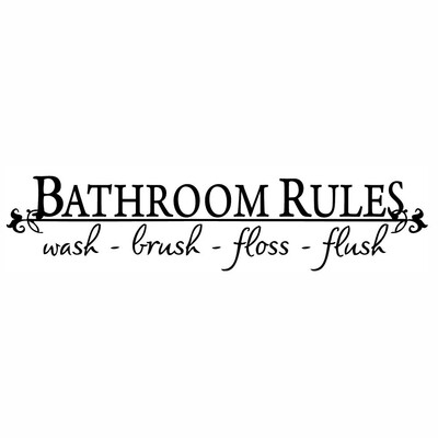 

〖Follure〗BATHROOM RULES Wash Brush Floss Flush Quote Saying Wall Sticker For Bathroom