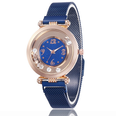 

Iron magnet watch strap creative heart-shaped digital watch simple diamond star lady watch
