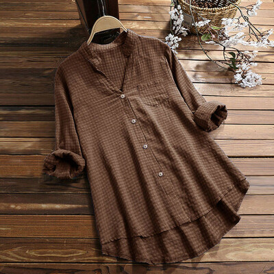 

Women Cotton Linen Summer Gypsy Baggy Tunic Top Shirt Long Sleeve Blouse Hot