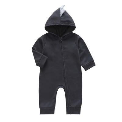 

Solid Color Slanted Zipper Casual Baby Rompers Spring Sports Daily Wear