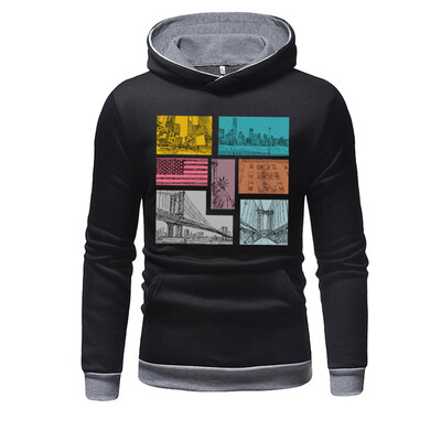 

Toponeto Mens Long Sleeve Hooded Solid Color Print Autumn Sweater Turtleneck Sweater