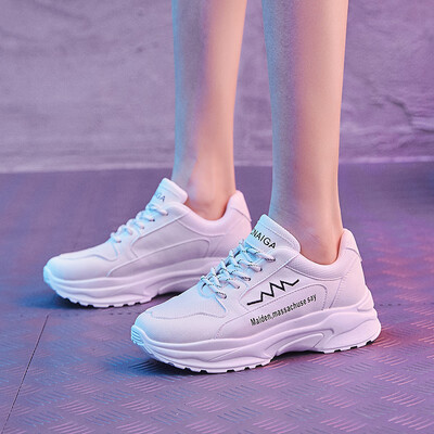 

LZJ 2019 Fashion Women Platform Shoes Lace Up white Vulcanize Shoes Womens Female Trainers Dad Shoes Womens Chunky Sneakers