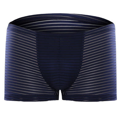 

Mens Ice Silk Seamless Breathable Sexy Flat Bottomed Pants Transparent Corner Underwear Boxers
