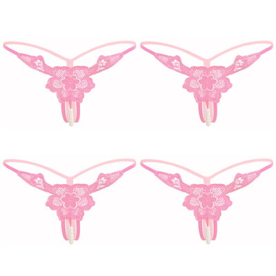 

Toponeto 4PC Women Thong Bragas Sexy Panties Thong Lace Word Pants Briefs Underwear