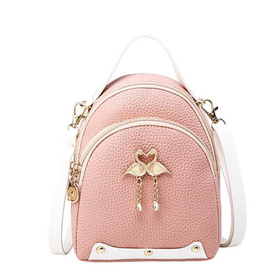 

Fashion Women Color Block Litchi Grain Swan Backpack Shoulder Bag Handbag Pouch