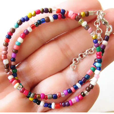 

Fashion Bohemian Handmade Rainbow Beads Choker Necklace For Women Girls Beaded Chain Chokers Necklaces Female Jewelry Gift