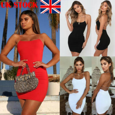 

UK Sexy Womens Sleeveless Backless Bodycon Holiday Ladies Summer Beach Dress