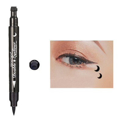 

Double-Head Seal Black Eyeliner Triangle Seal Eyeliner 2 in 1 Waterproof Eyes Make kit with Eyeliner Pen Eyeliner Stamp