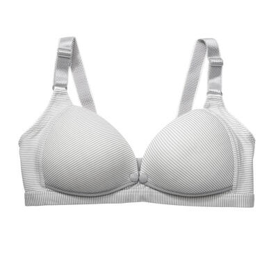 

Maternity Women Nursing Bra Gray Stripe Cotton Front Button Bra Underwear