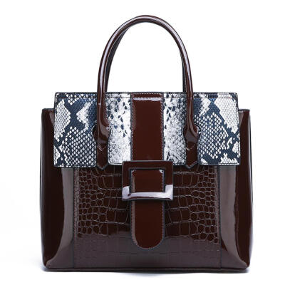 

Ladies Shoulder Handbag PU Leather Snake Top-handle Bag Large Shopping Tote
