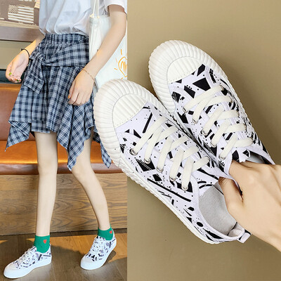 

Canvas shoes female retro Hong Kong flavor Korean version of the wild student white shoes ulzzangZ